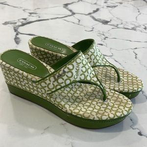 Coach Green slip on wedge sandals-8.5